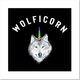 Wolficorn Wolf Unicorn Halloween Posters and Art